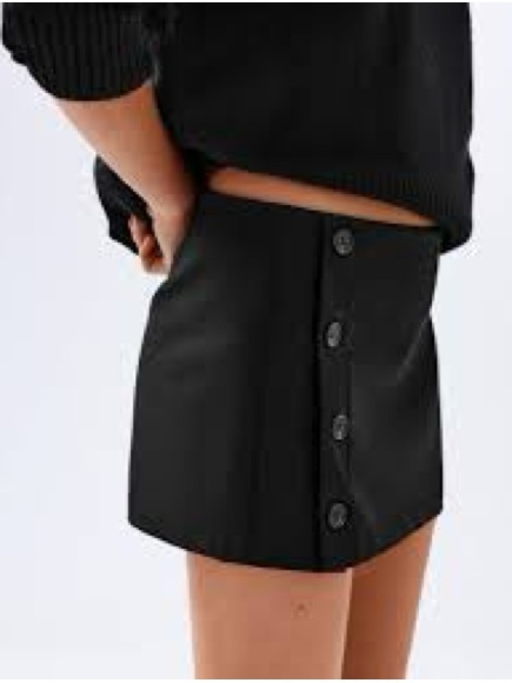 Bershka Black Button-Front Mini Skirt